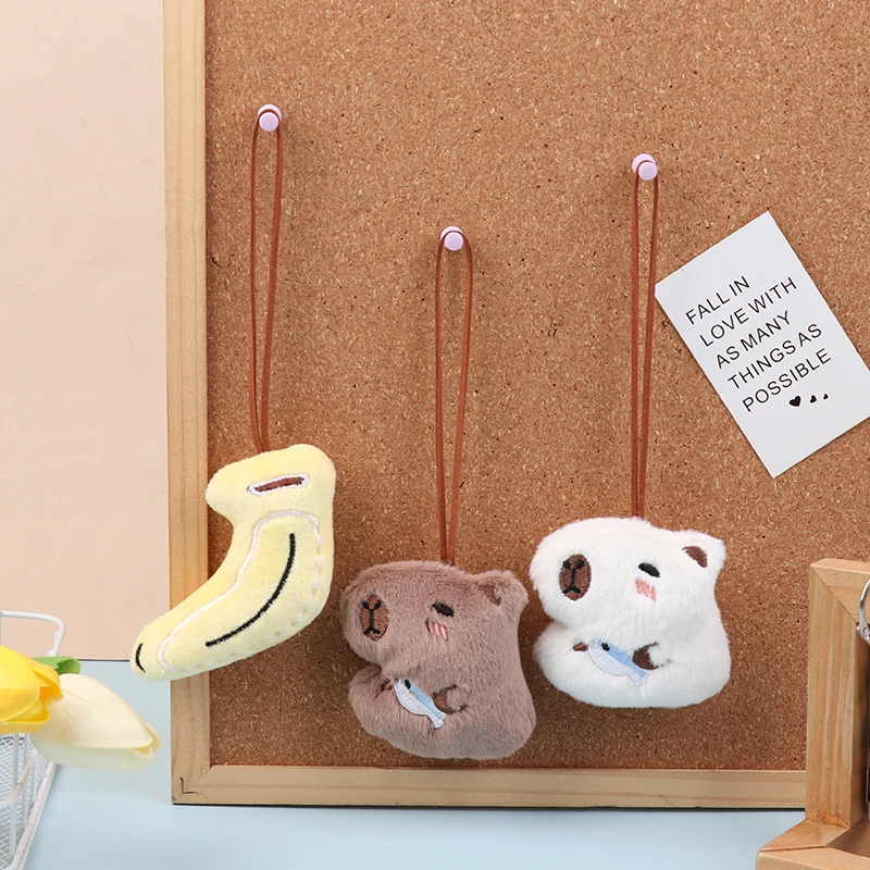 8Cm Schattig Capibara Knuffels Naamplaatje Sleutelhanger Gevulde Bananensleutelhanger Anti-Verloren Merk Bagagelabel Bedzak Hanger Kid Cadeaus