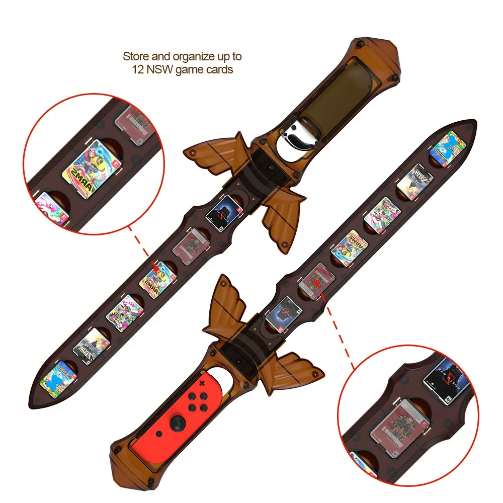 Game Sword for Nintendo Switch Joycon Controller Holder Skyward Sword with 12 Game Card Slot Switch Sports Gaming Accessories