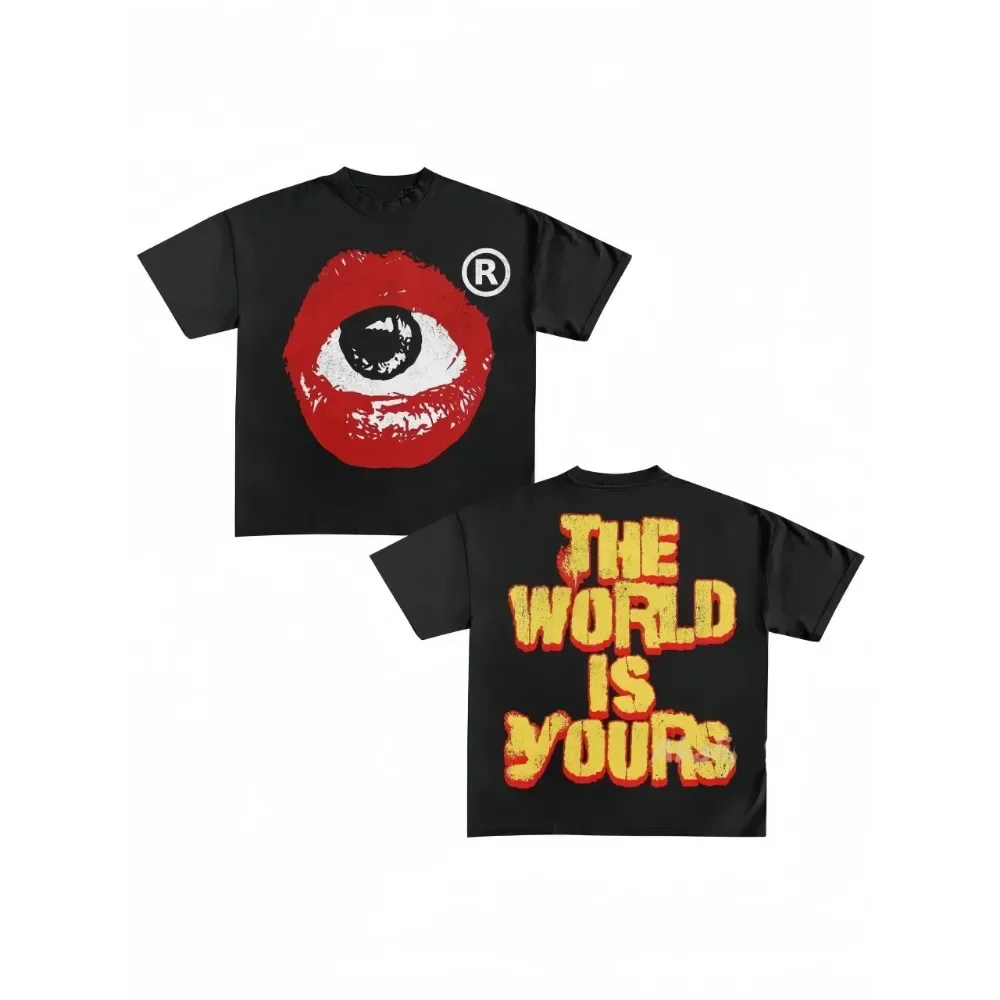 

THE WORLD IS YOURS Printed Round Neck T-shirt Spring/summer Casual Short Sleeve for Women Soft and Comfortable Cotton T-shirt