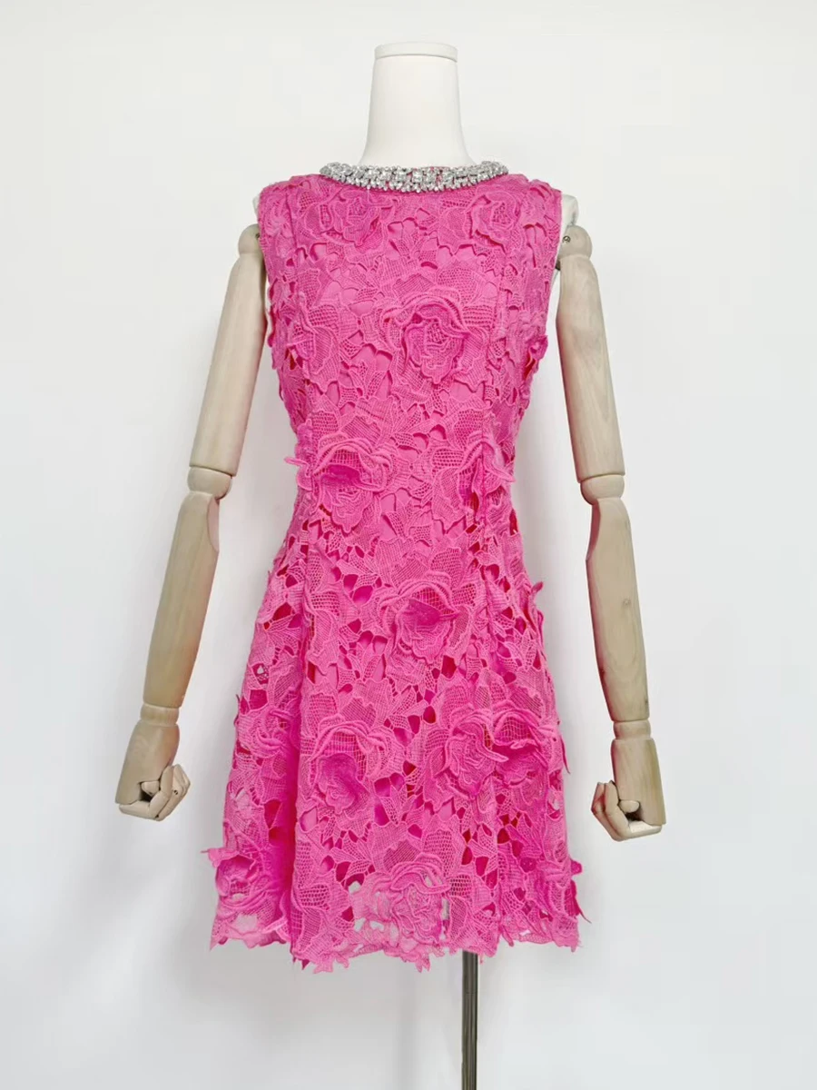 TWOTWINSTYLE Hit Color Chic Long Dresses For Women Round Neck Lantern Sleeve High Waist Elegant Dress Female Fashion Style New