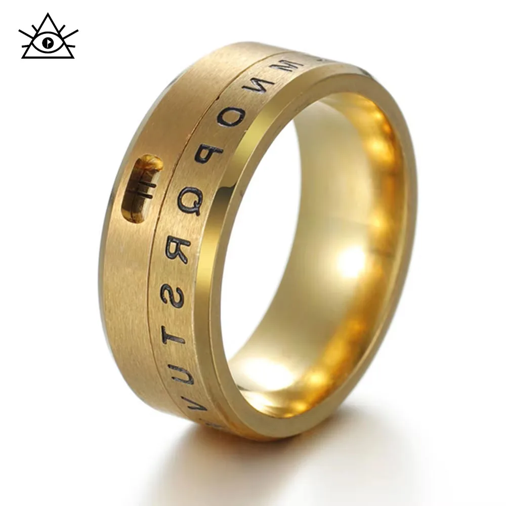 Titanium Steel Rotatable Number Ring New Letter Ring Jewelry