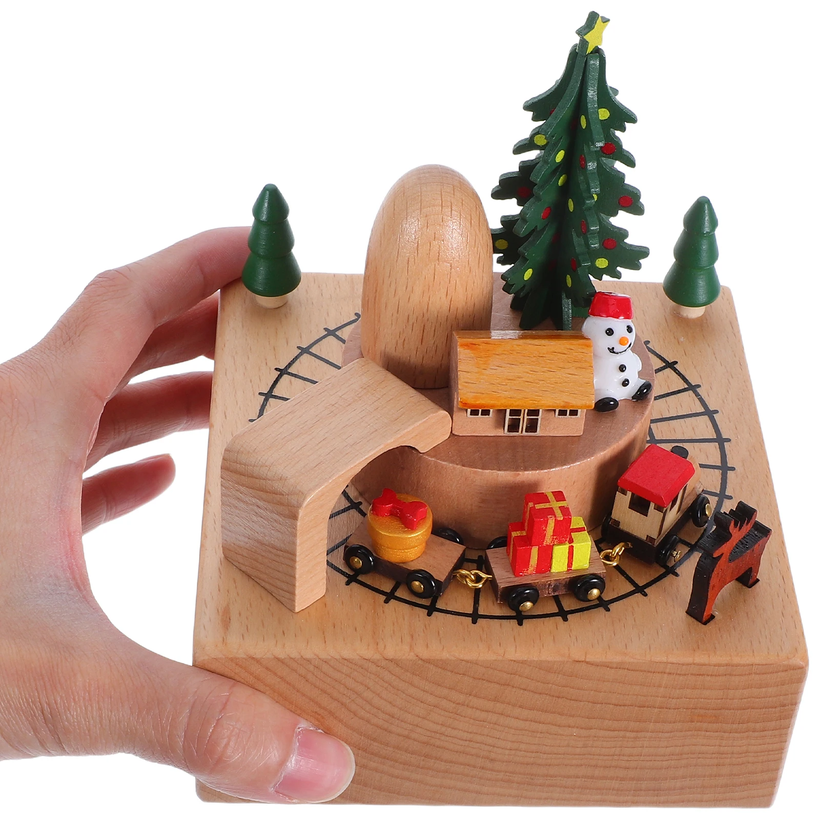 

Vintage Decor Carousel Wooden Rotating Music Boxes Valentine Snow Globe Shatterproof