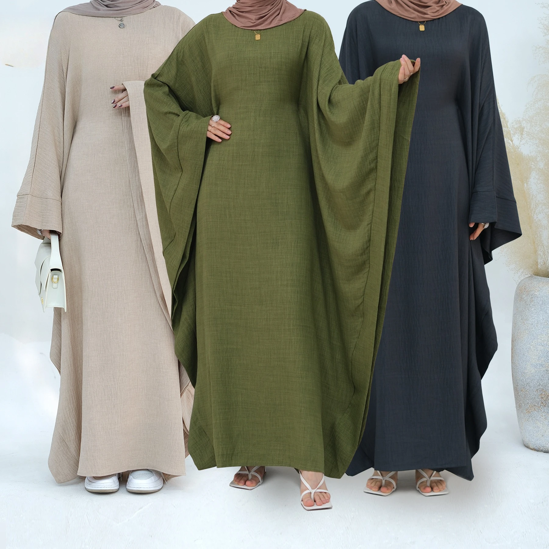 

Dubai Spring/Summer Party Party Waist Bat Sleeve Dress