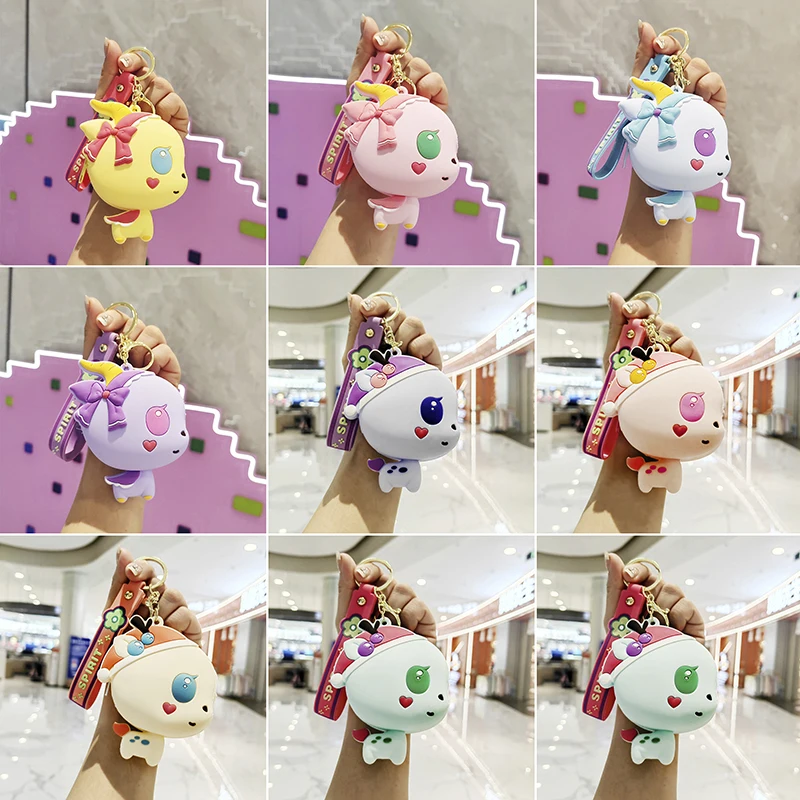 Cartoon Silicone Coin Purse Bow Deer Key Chain Pendant Creative And Interesting Student Coin Bag Storage Bag Key Chain Pendant