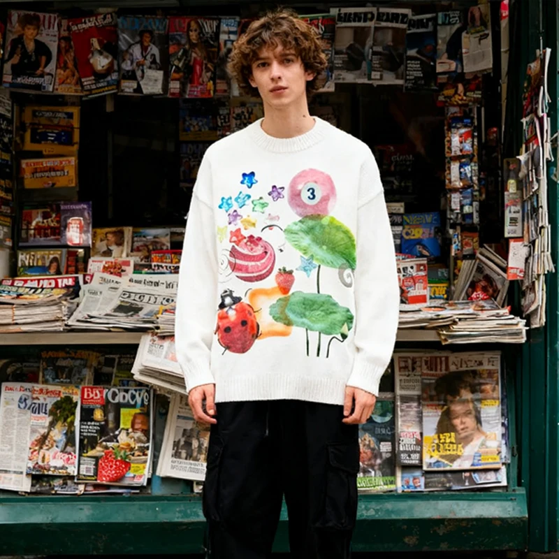 سترة جمالية لطيفة كلاسيكية للخريف والشتاء Y2K مزينة بنجمة البلياردو وسترة كبيرة الحجم مطبوعة على شكل خنفساء #3