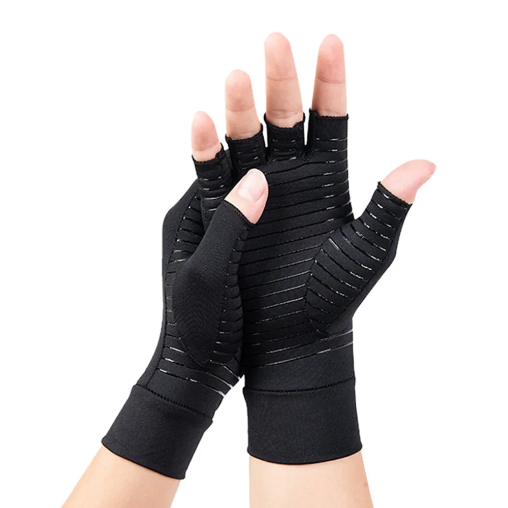 AliExpress 1 Pair Copper Fiber Compression Gloves Anti-slip Cycling Gloves Half Finger Rehabilitation Gloves Pain Relief Carpal Tunnel Ache