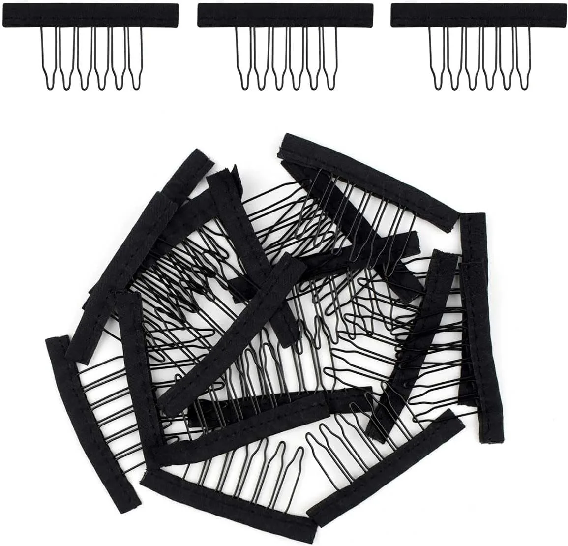 

10/20/50 шт. Зажимы для париков и набор расчесок для крепления париков и изготовления шапочек для париков Металлические зубы и ткань Расчески для париков с 6 зубьями для изготовления париков