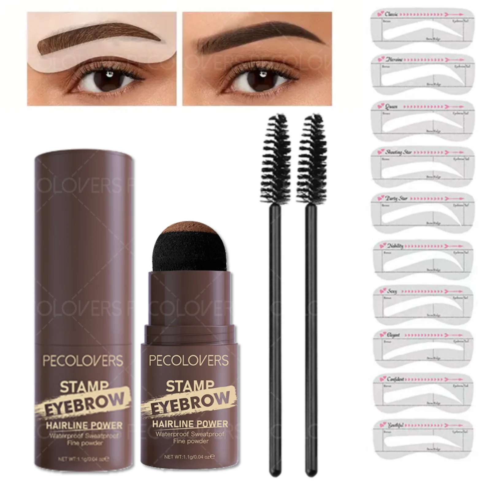 طقم طوابع حواجب مقاوم للماء مكون من 3 قطع/مجموعة - مسحوق ناعم، هدية مثالية لعيد الميلاد لتحديد الوجه وتلمس خط الشعر
