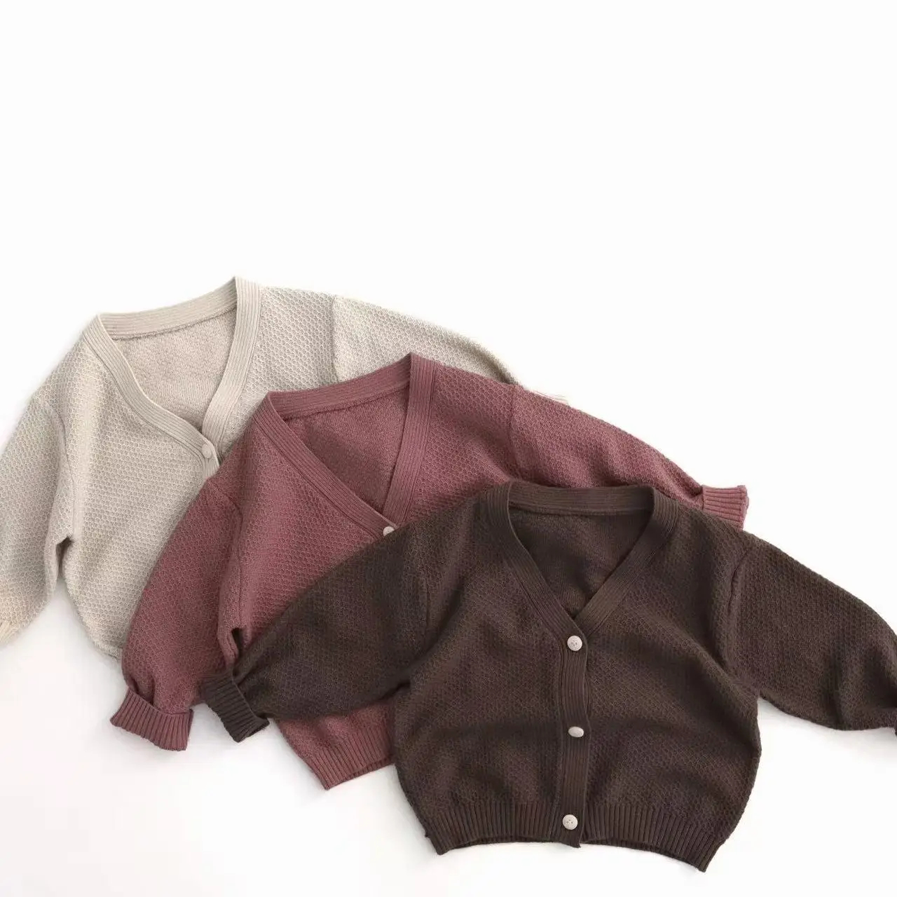 

2026 Summer New Children Long Sleeve Knit Coat Boys Girls Thin Cotton Knitted Cardigan Kids Solid Jacket Loose Baby Clothes