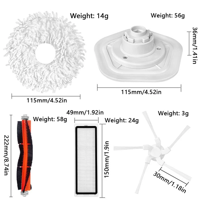 แปรงปัดด้านข้างเครื่องดูดฝุ่นอุปกรณ์เสริมอะไหล่แผ่นกรอง HEPA ใช้ได้กับ W10pro W10 Dreame
