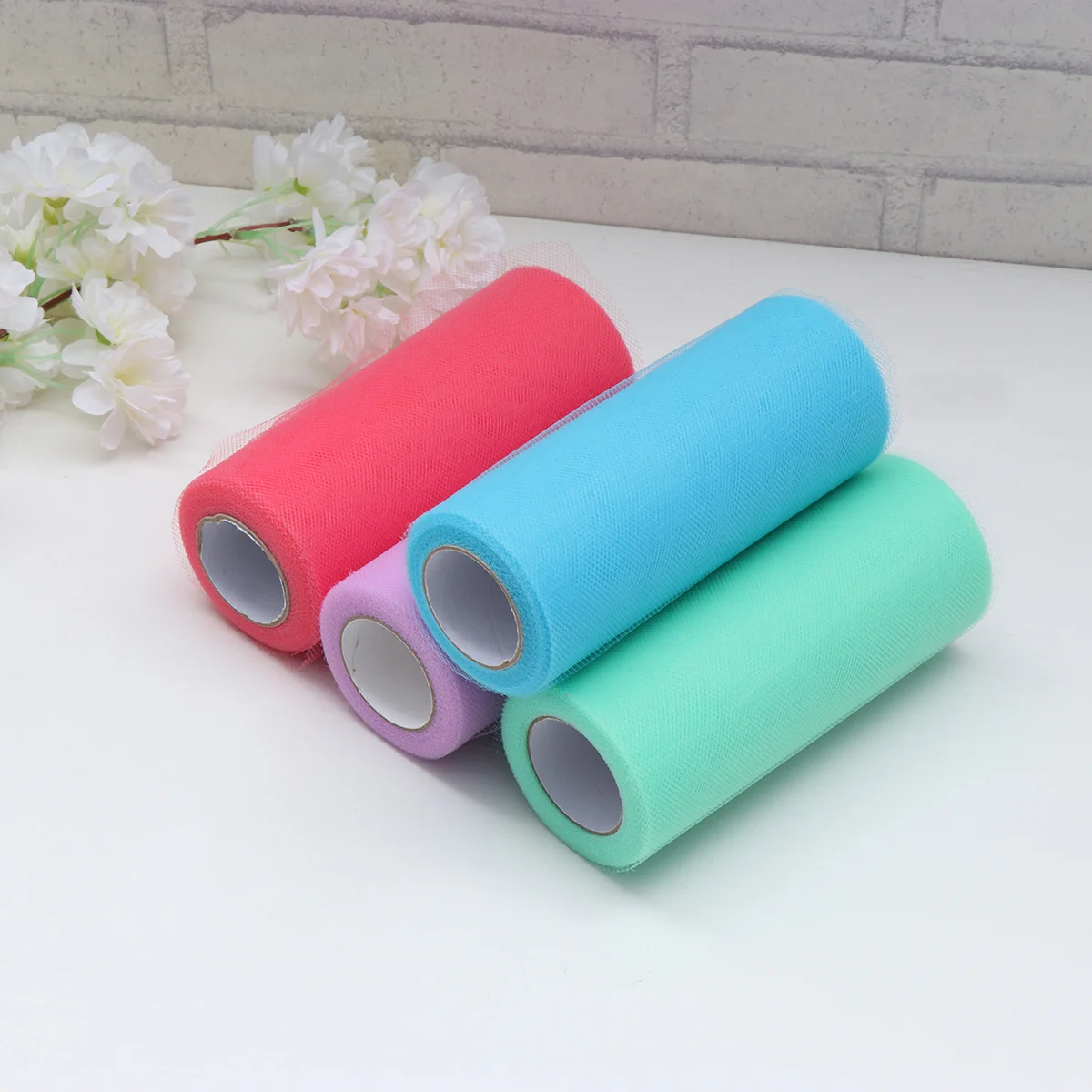4pcs Gulungan Tulle 6 Inci 25 Yard Untuk Dekorasi Pernikahan Kerajinan DIY Menjahit Pembungkus Kado Rok Tutu Pita Kursi Jaring