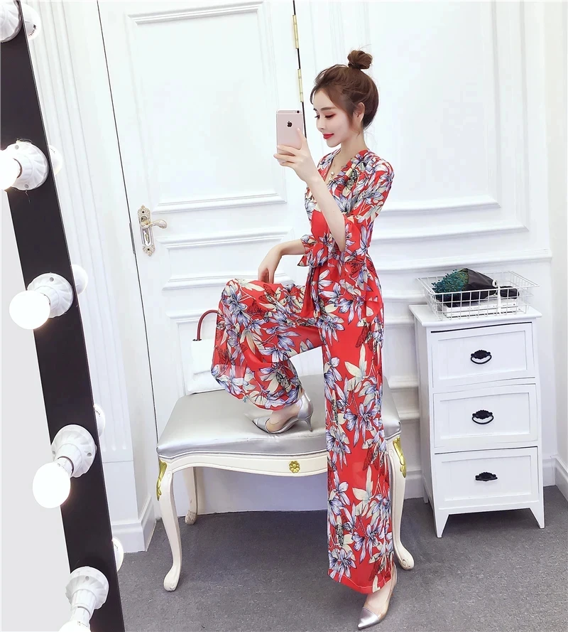 new summer office lady Fashion casual brand female women girls loose chiffon jumpsuits clothing