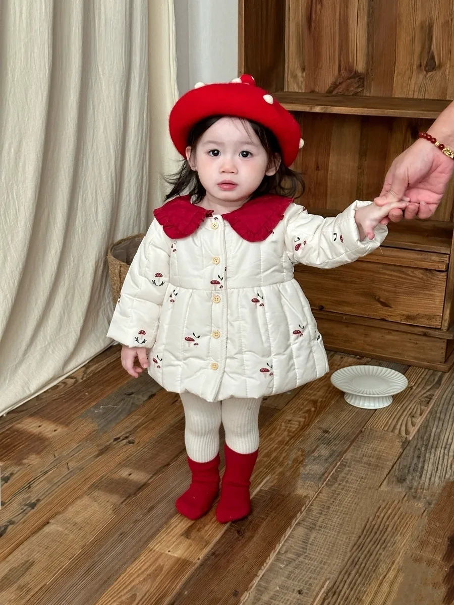 Baby and toddler winter warm coat cute children's and girls cotton padded thick cotton jacket warm cotton clothing