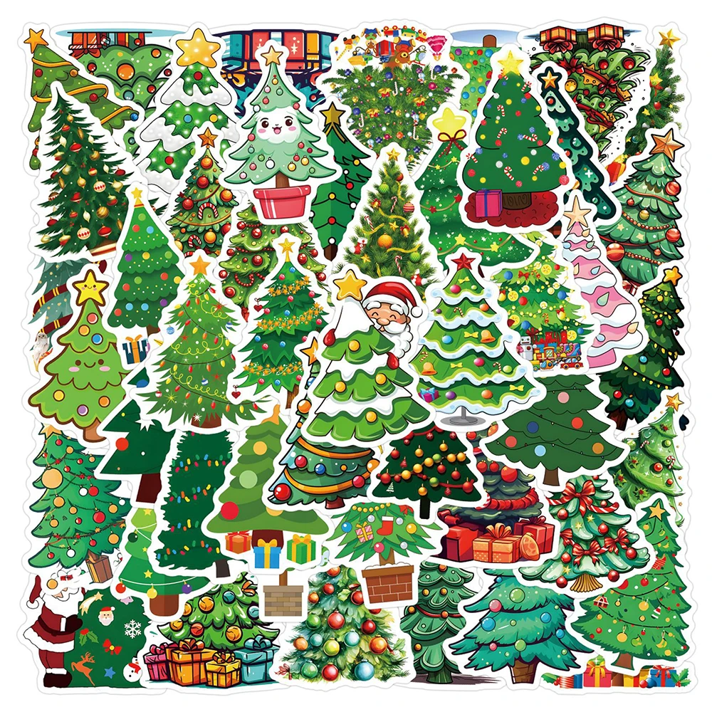 

10/30/55PCS Cartoon Christmas Tree Sticker Cute Graffiti Decoration Skateboard Phone Case Laptop Guitar Waterproof Decal Toy