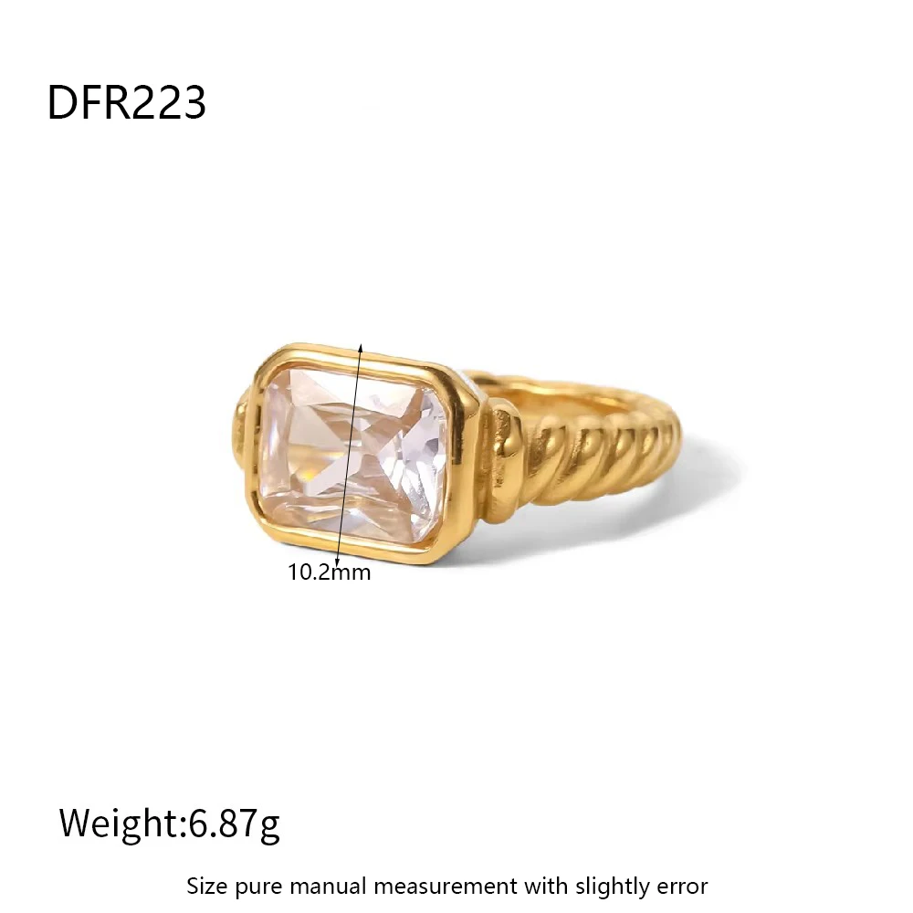 PVD 18K Gold Plated Stainless Steel Rings Chubby Star Cubic Zirconia Statement Finger Ring Bijoux Femme New Waterproof Jewelry