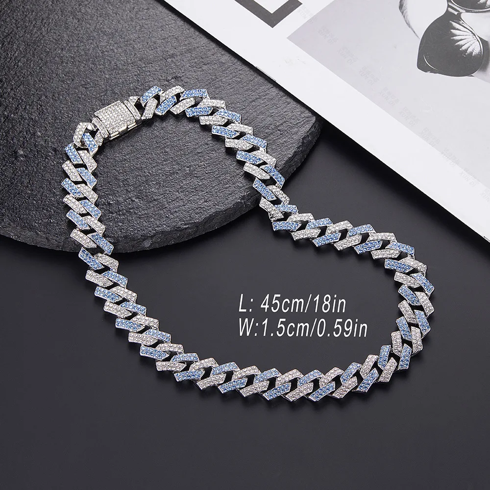 Alloy Cuban Chain Necklace Full Diamond High Sensation Hip Hop Male Pendant Accessory New Heavy Industry Style Europe US