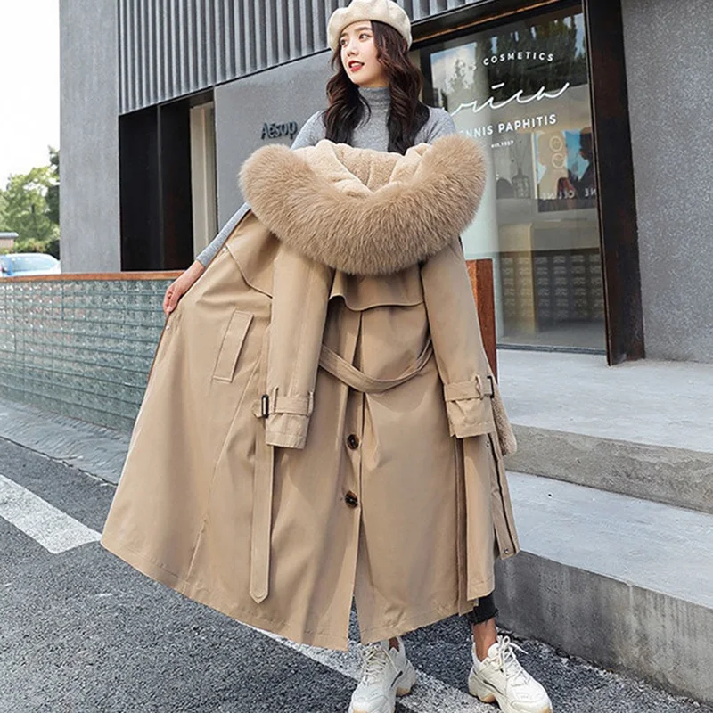 2025 Winter Jacket Women Parkas Thick Warm Fur Lining Long Parka Female Windbreakers Hooded Padded Coat Distachable Outwear 6XL