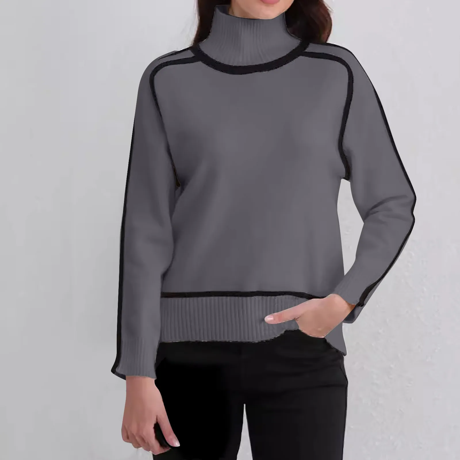 Sweater Pullover wanita, Sweater Pullover rajut lengan panjang 2024, Sweater Fear of A Planet nyaman, Sweater Line trendi musim gugur, Sweater Pullover wanita