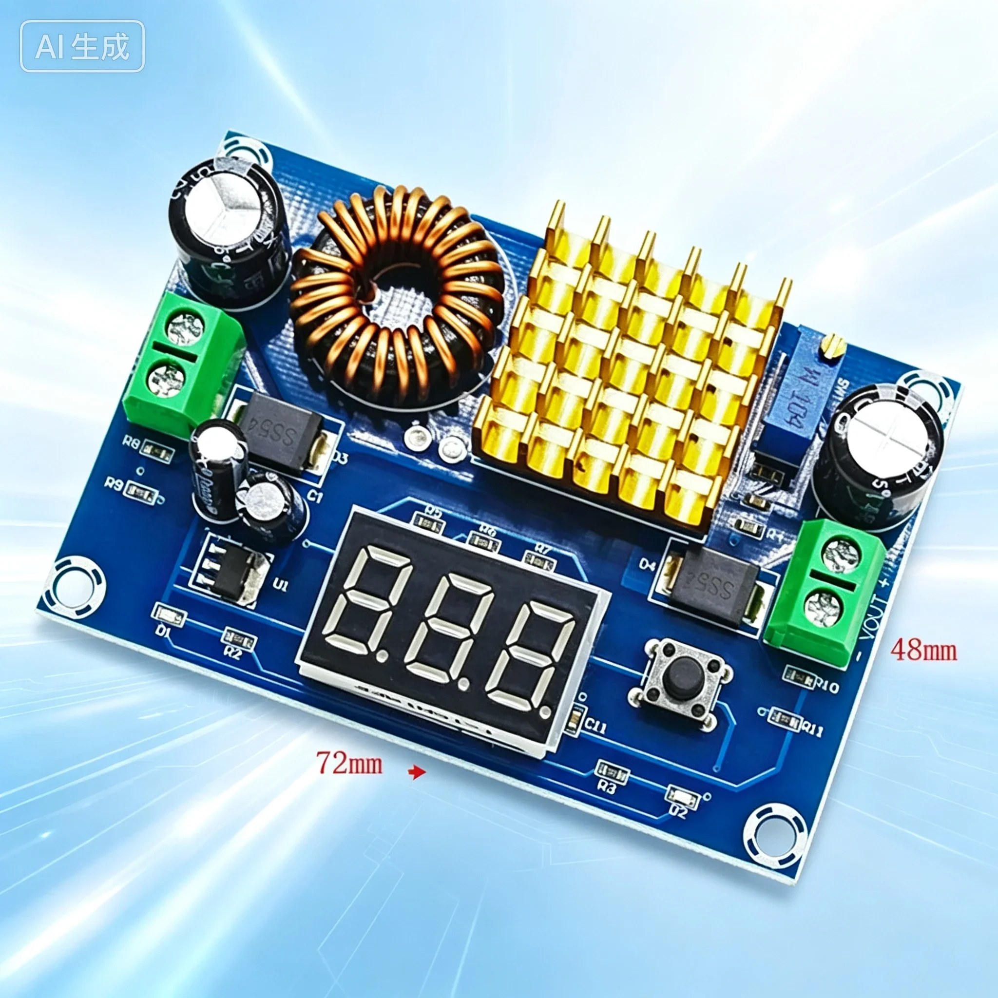 Digital DC-DC Boost Power Module for High Power Conversion, Input 4-35V to Output 5-45V, 5A High Precision Adjustable