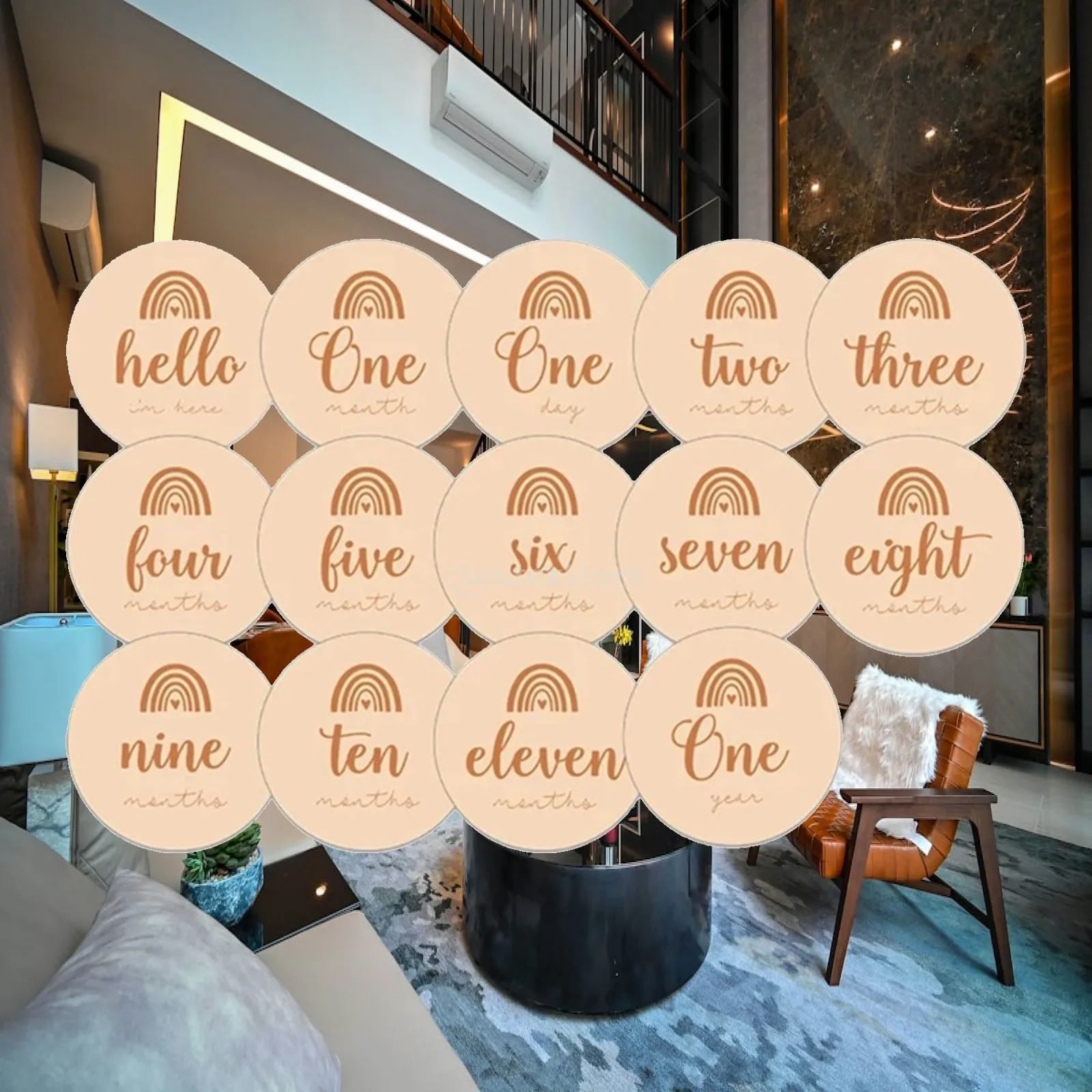 Wooden Baby Milestone Discs Monthly Birth Announcement Signs for Boy Girl Photo Props Pregnancy Tracker Home Decor Craft Supply