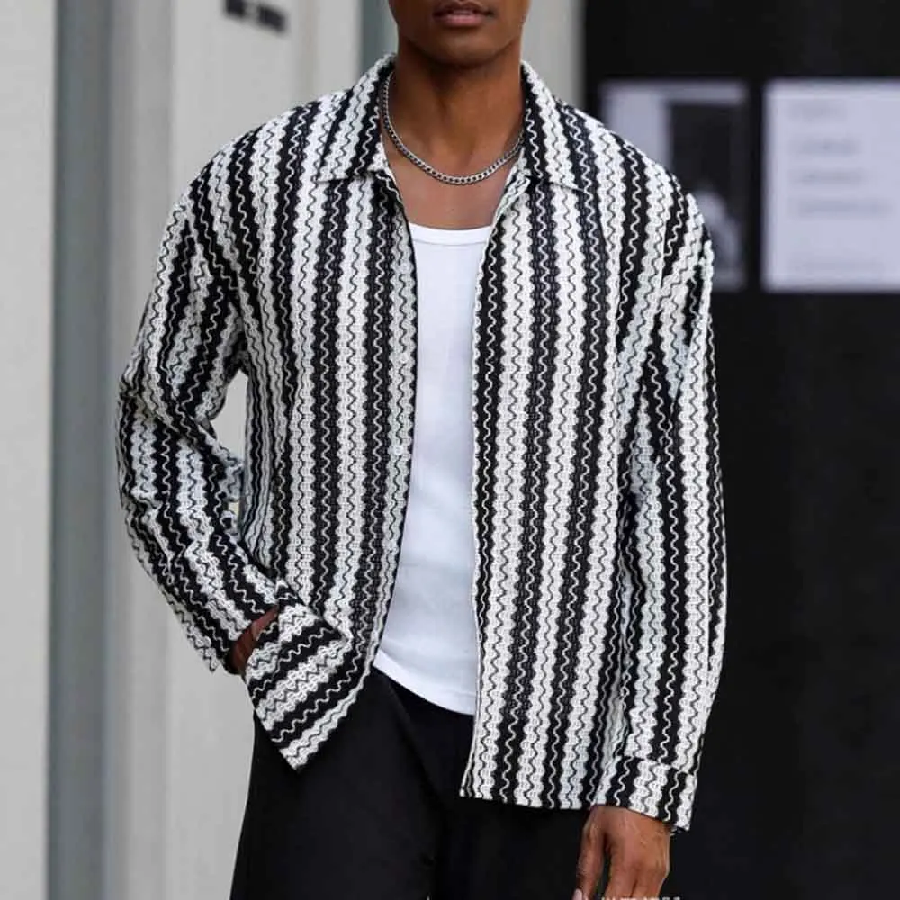 

2025 зимняя новая мужская рубашка с длинными рукавами и цветными блоками, американский ретро-модный тренд, уличный повседневный свободный простой нишевый мужской топ