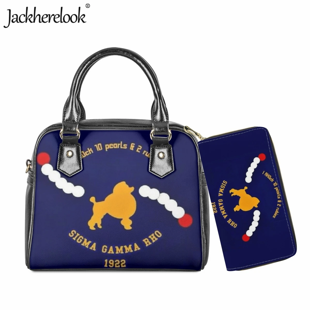 Jackherelook Sigma Gamma Rho Sorority PU Leather Women's Shoulder Bag Handbag Long Wallet 2pcs/Set Shopping Messenger Bag