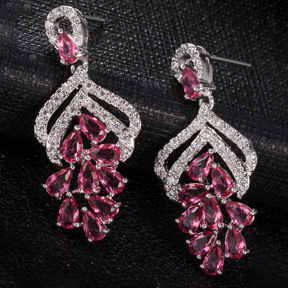 

Pink Zircon Ear Studs Lovely Micro-Clayed Earrings Elegant Women Jewelry Gift Charming Daily Wear Birthday Party