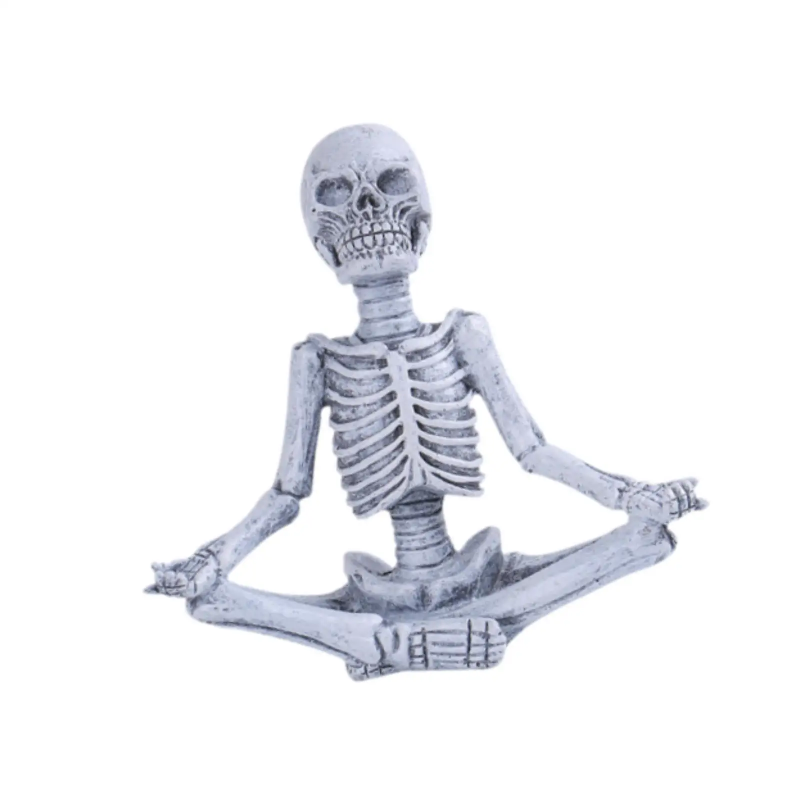 Halloween Skull Statue Yoga Skull Sculpture for Desktop Windowsill Garden