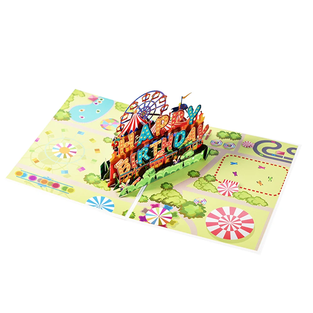 

Birthday Card 3D Greeting Lovely Foldable blessing cards kids surprise no ink seepage long storage printable