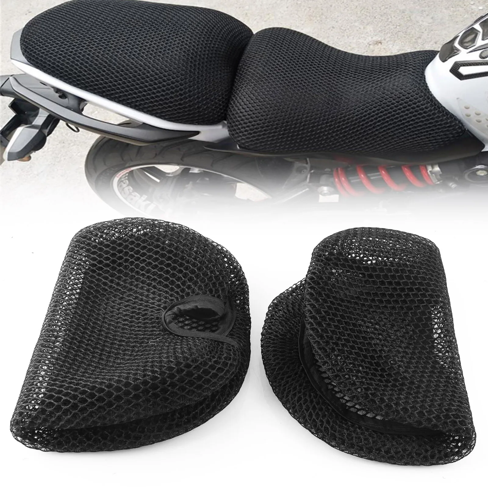 For Kawasaki Ninja 650 EX650 ER6N ER6F Nylon Fabric Saddle Seat Cover Motorcycle Anti-Slip Mesh Fabric Breathable Seat Cover