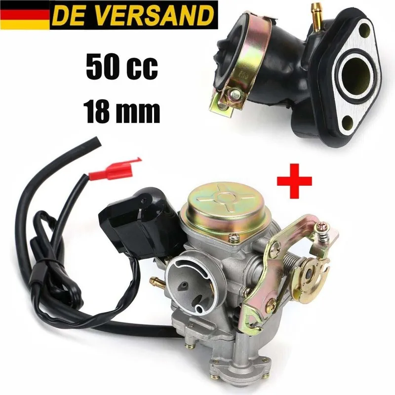 18mm Vergaser Roller Vergaser 18mm Ansaugstutzen für Rex RS 400 / RS 450 / RS 460 /GY6 50cc E-Choke