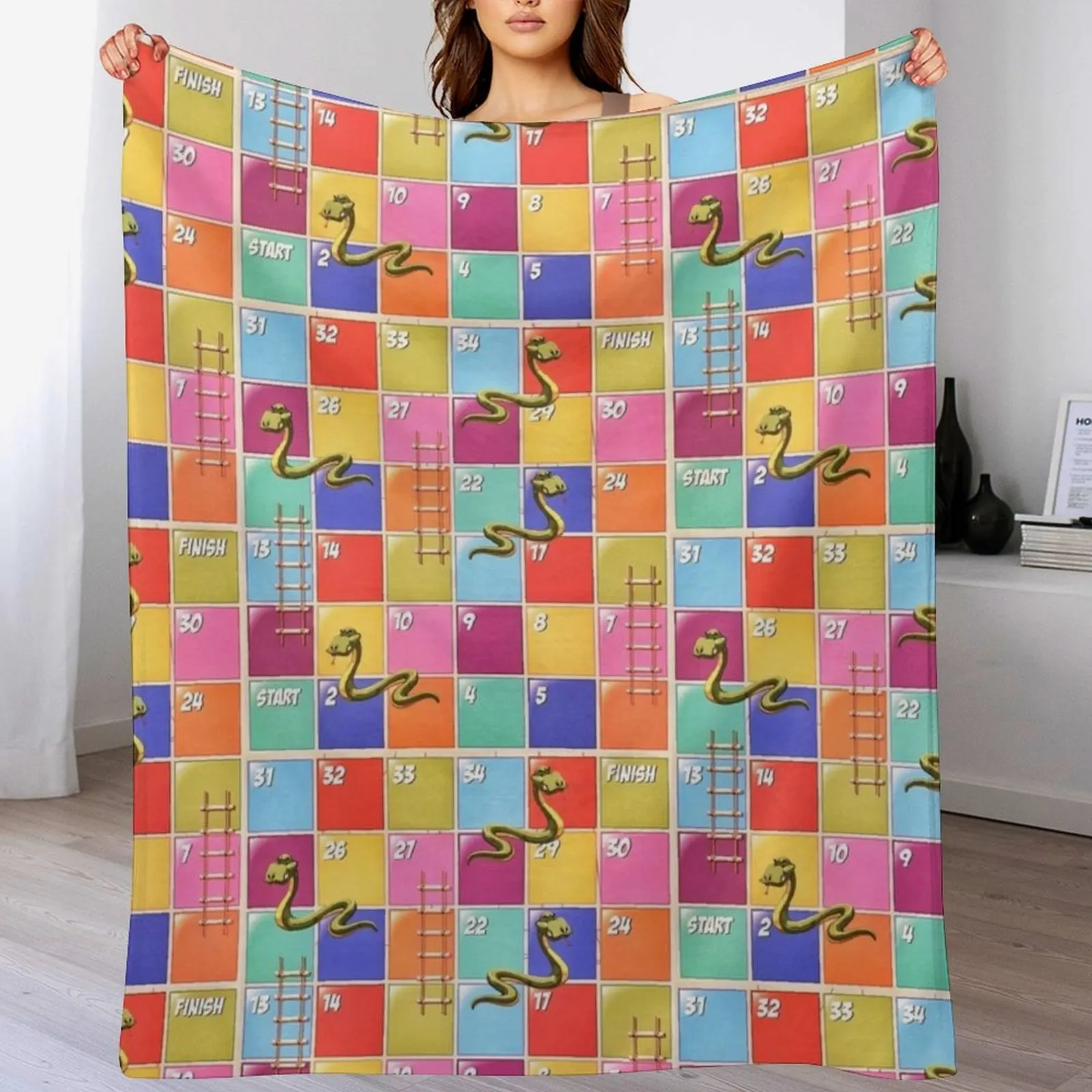 

Snakes and Ladders Throw Blanket Bed covers Single Vintage Plush Blankets