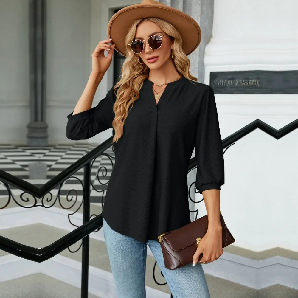 

Women's Shirts and Blouses Korean Popular Clothes Black Red Elegant Women Trend Ladies Female Summer Clothing Blouse Top