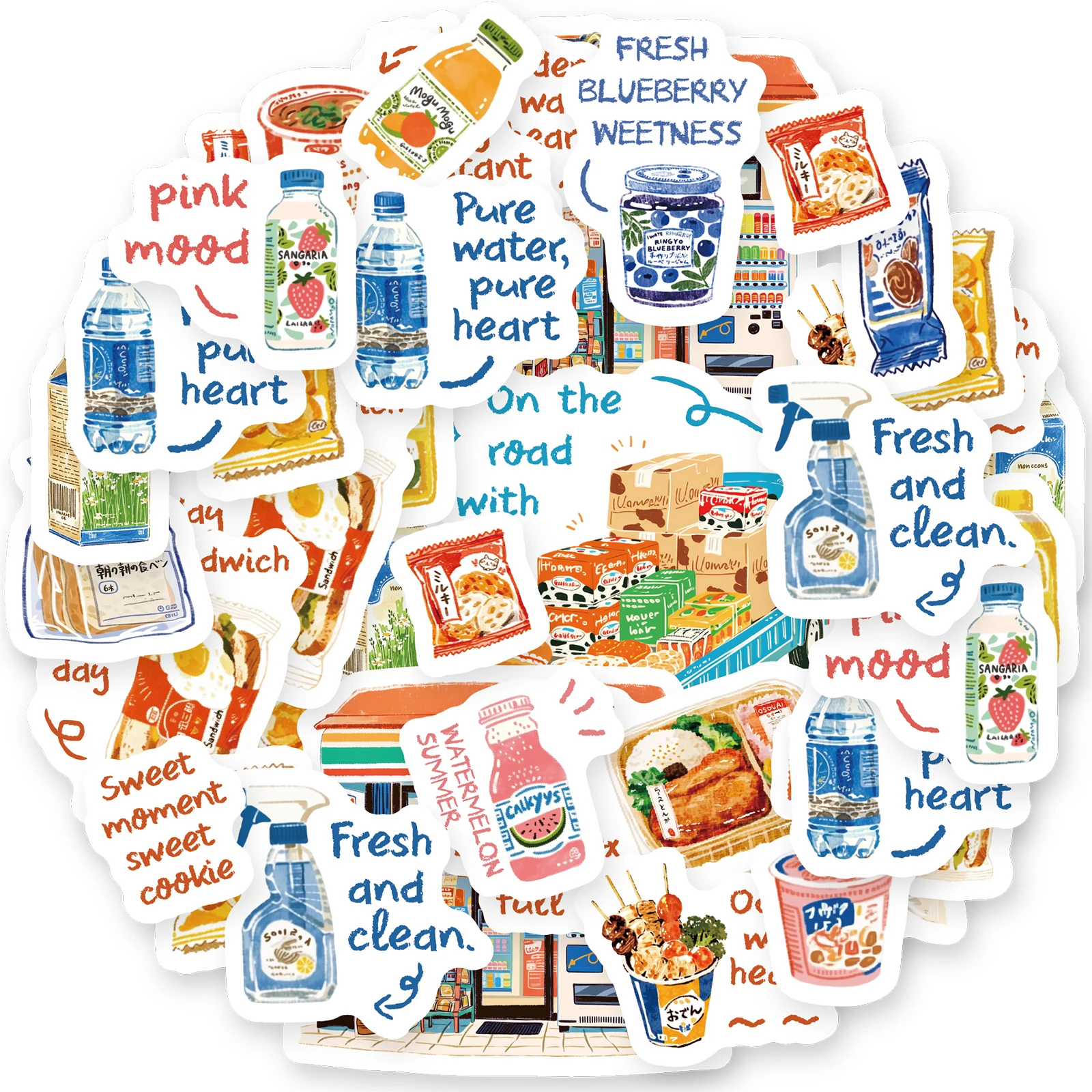 Etori Life 40Mm*2M Convenience Store Daily Food and Watercolor-Themed Washi Tape, Suitable for Scrapbooking, Notebook Decoration, Scrapbooking Supplies, Laptops, Handbags, Diaries, Pencil Cases, Pen Holders, Household Journals, Notepads, Office Decoration Accessories, Gift Paper Bags, Party Decorations, Back-To-School Season, Cycling Decals
