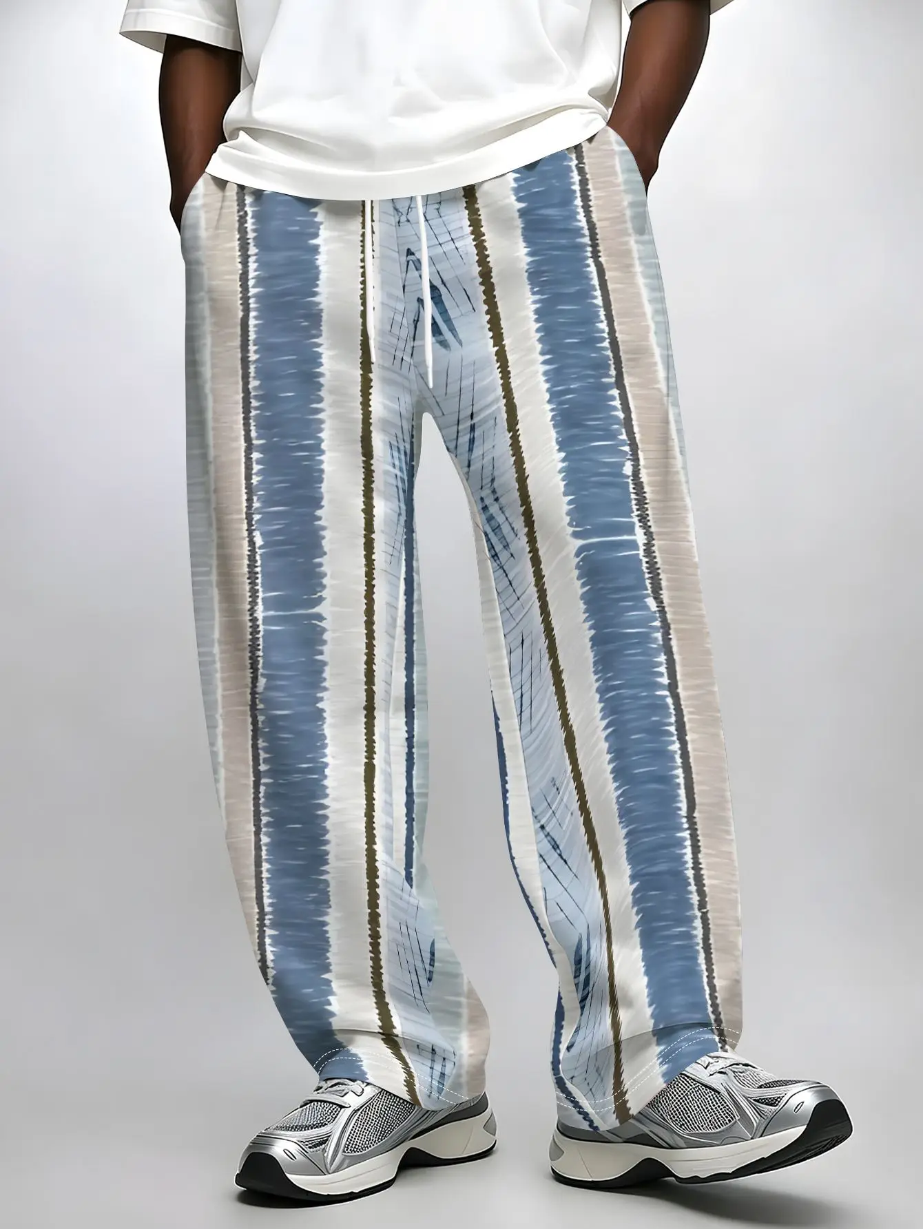Unisex Gradient Tie Dye Striped Sports Pants, Lightweight and Quick Drying, Suitable for Daily Beach Wear