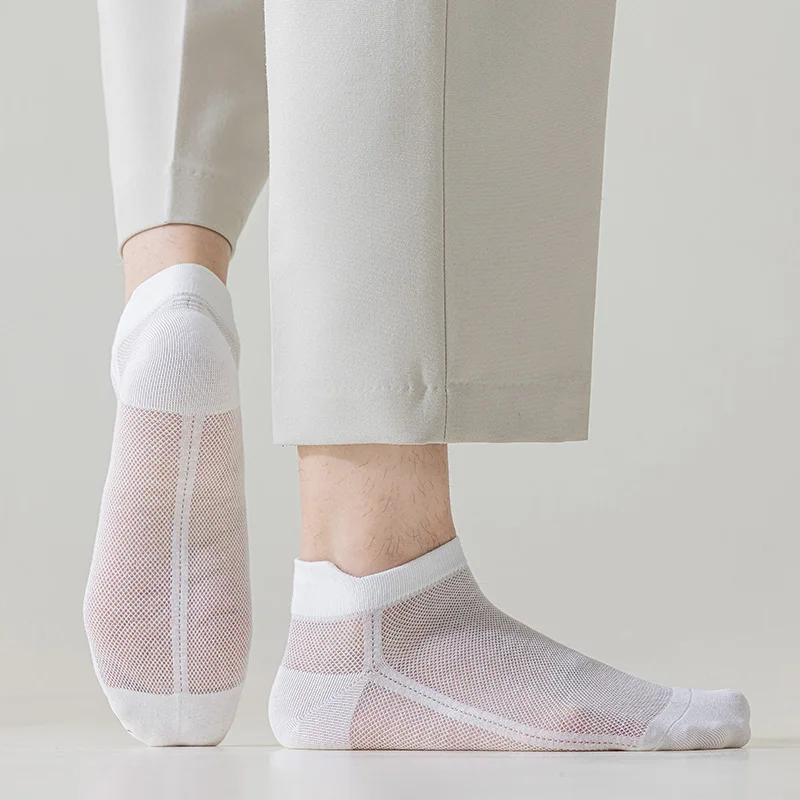 5Pairs Summer Men's Socks Breathable Solid Color High Quality Sweat-absorbing Low Cut Casual Sock Soft Comfortable Sports Sox