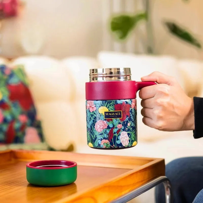 

Thermal Cup Stainless Steel Mug Luxury Elegant Portable Mugs Aesthetic Drinking Accompanying Thermos Cups with Handle Drinkware