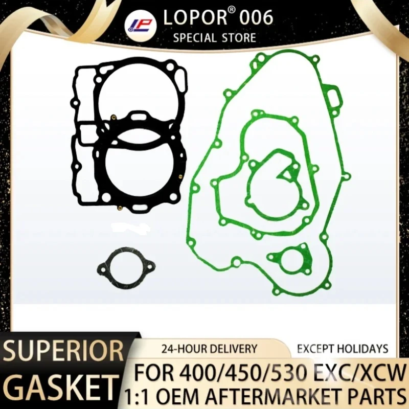 

LOPOR Complete Motorcycle Engine Cylinder Crankcase Clutch Starter Generator Cover Gasket Set FOR 400 450 530 EXC XCW 08-11