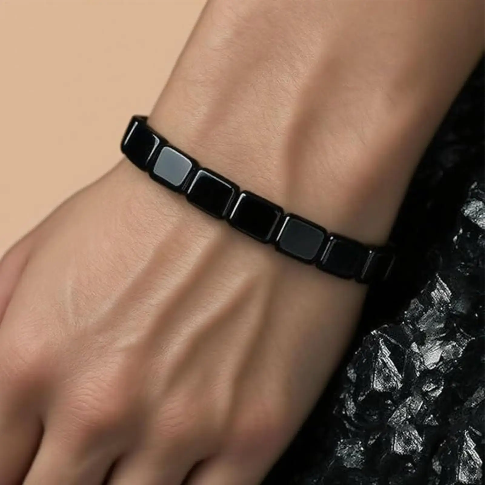 Hematite Bracelet Masculine Bracelet with Natural Hematite Masculine Jewellery Wrist Decor Everyday Wear for Father Husband