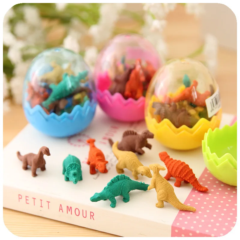 1PCS，Cute dinosaur egg rubber Korean creative student award Yiwu small commodity wholesale mini rubber. Color random.