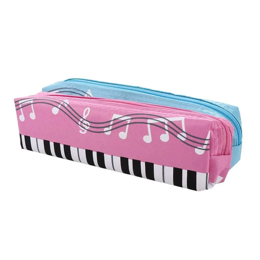 Creative Novelty Student Pencil Case Square Single Layer Oxford Cloth Pen Bag for Girls Boy Musical Note Piano Stationery Pouch