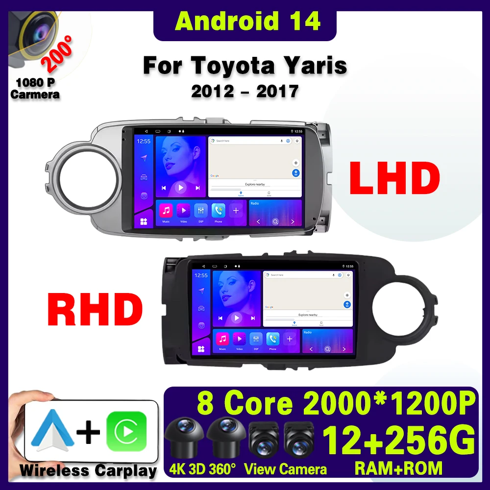 

Android 14 для Toyota Yaris LHD RHD 2012 2013-2017 android Авто Авто Радио Carplay Навигация GPS Мультимедийный Плеер WIFI BT