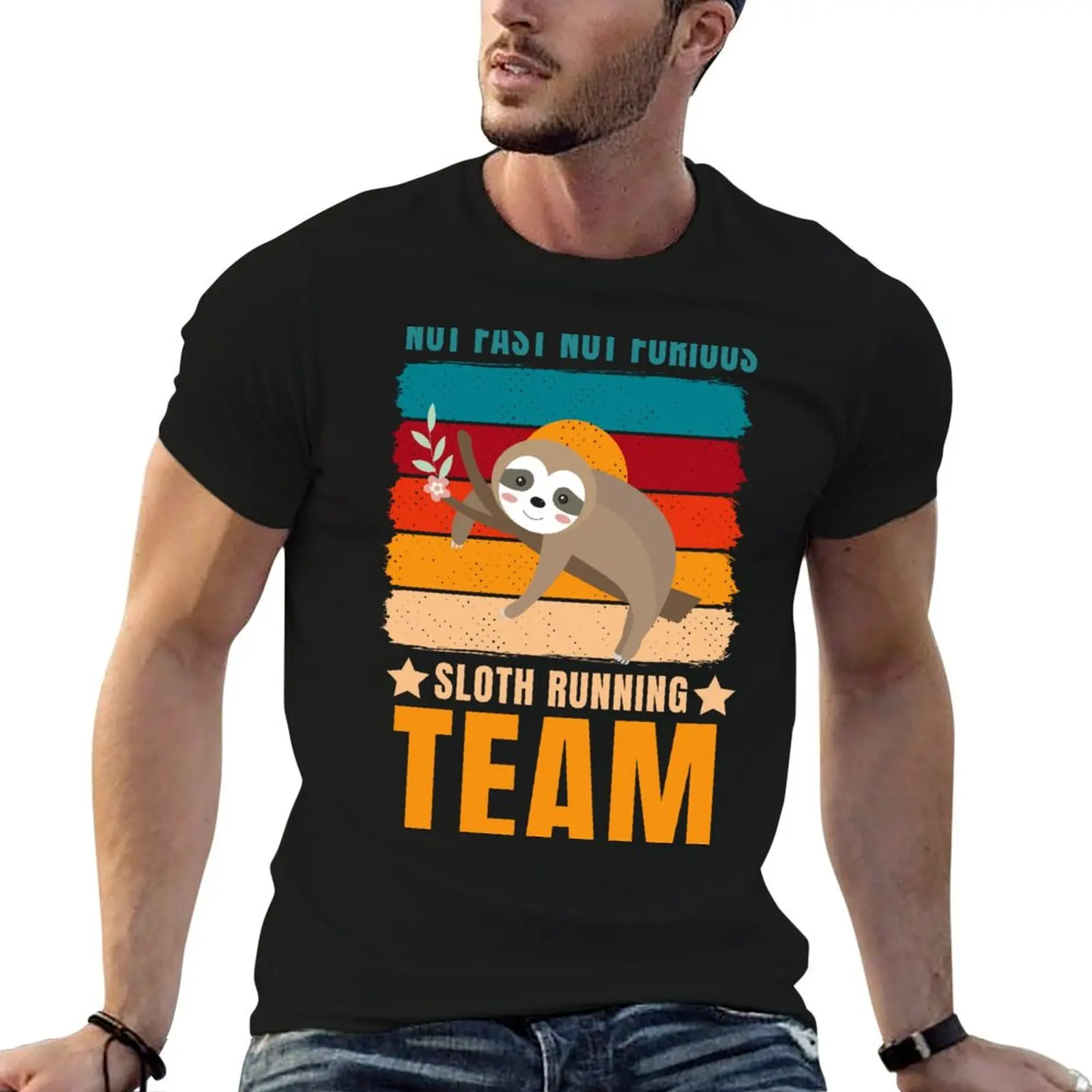 

Sloth Running Team Not Fast Not Furious T-Shirt boys whites quick-drying sweat cute tops Men's cotton t-shirt