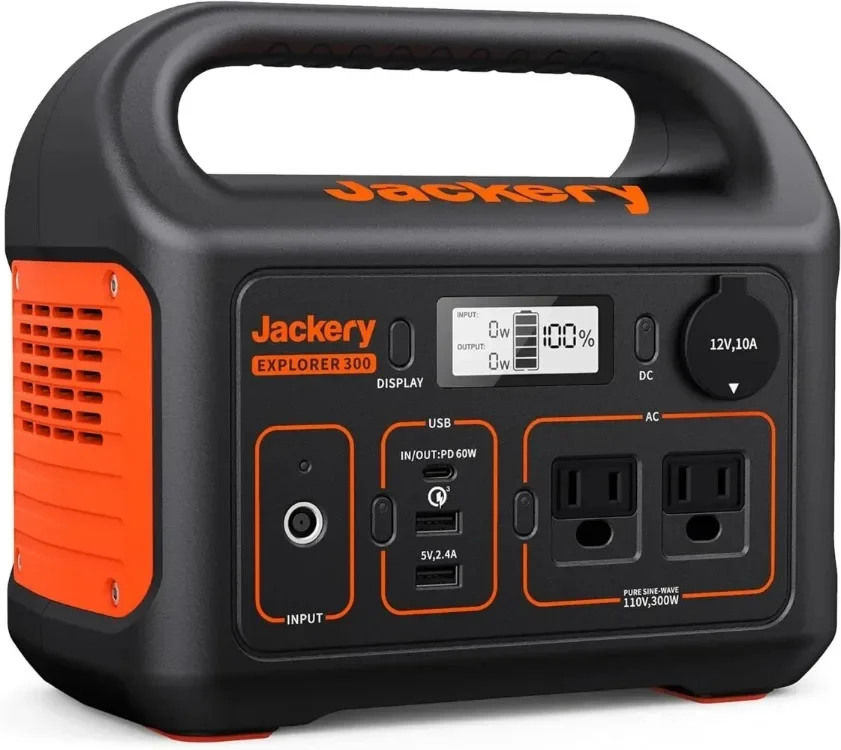 

Jackery Portable Power Station Explorer 300, 293Wh Backup Lithium Battery, 110V/300W Pure Sine Wave AC Outlet, Solar Generator