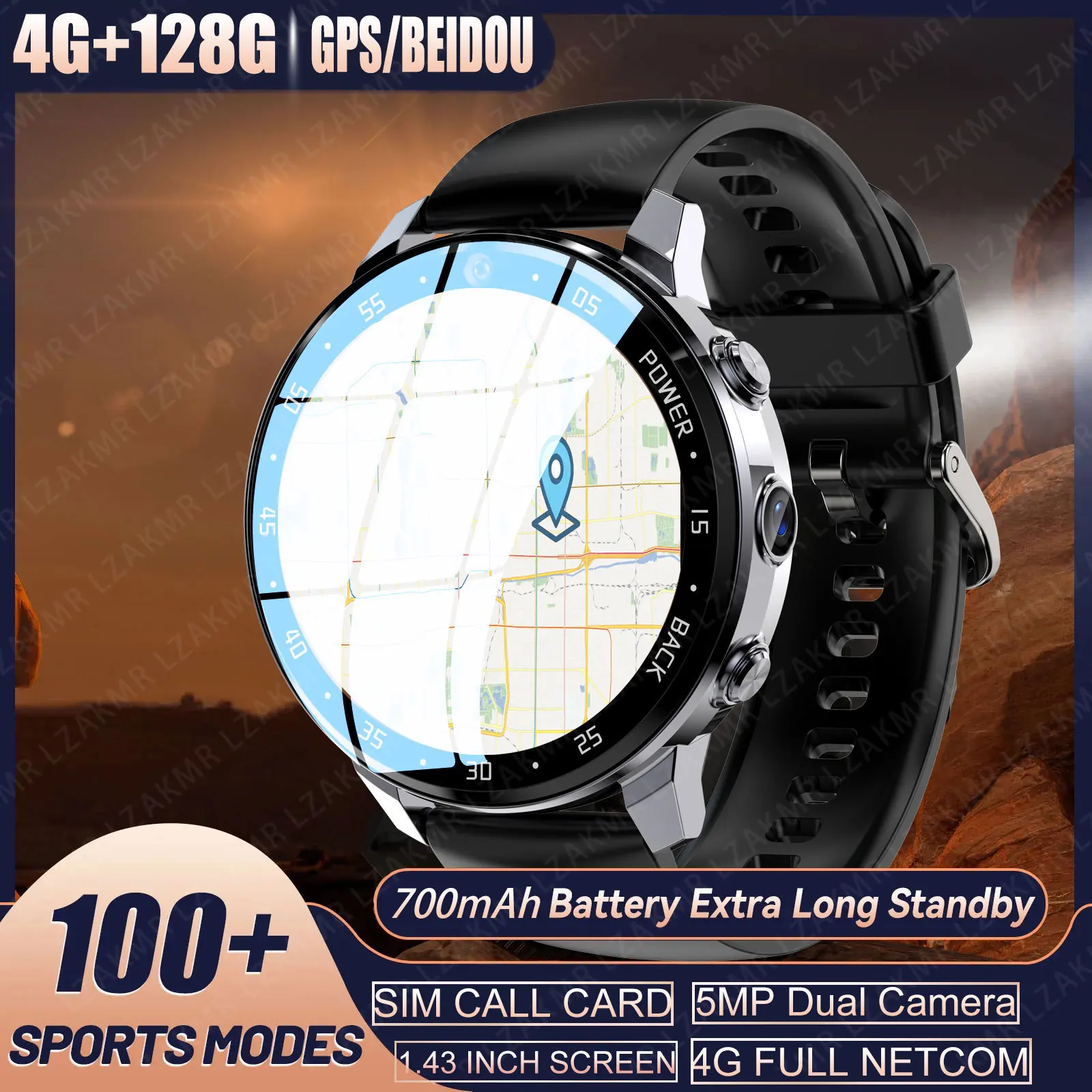 

4G NET Smartwatch A3 Global Version SIM Card Android OS 800mAH Battery 1.43" Screen Blood Pressure GPS Location Men Smart Watch