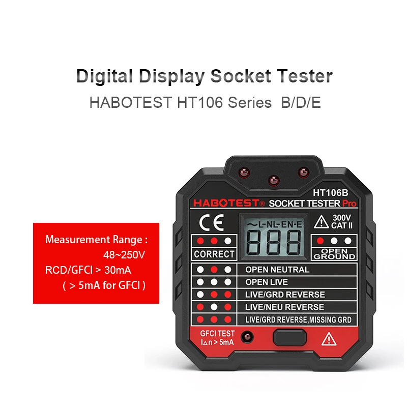 HABOTEST HT106E HT106D HT106B Socket Tester Pro RCD EU UK US