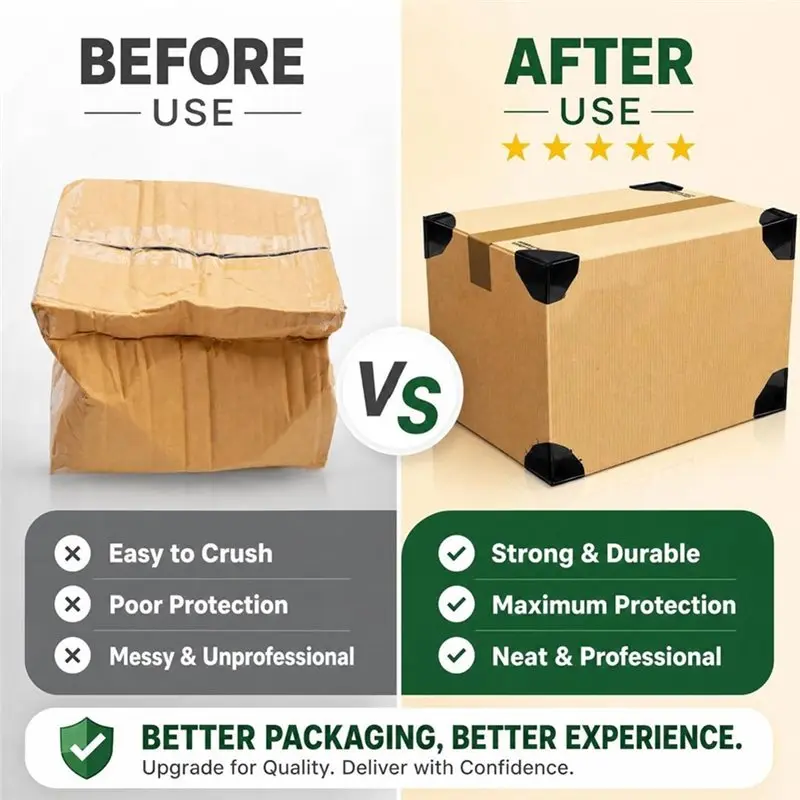 B03B-For Boxes, Corner Guards For Cartons-200 Pcs Plastic Heavy Duty Packaging Edge Protectors, For Shipping Box Corner Protecto