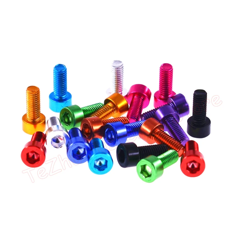 1/10pcs M3 M4 M5 M6 Hex Hexagon Socket Head Cap Screws Aluminium Cylindrical Head Allen Bolt Anodizing Length 6-40mm Golden Blue