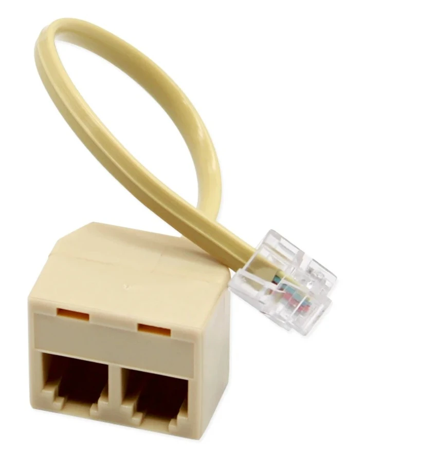 RJ11 Splitter 1 to 2, 3-Way Phone Line Extender Adapter with Speaker Port for Home Office Multi-Device Telephone Connection