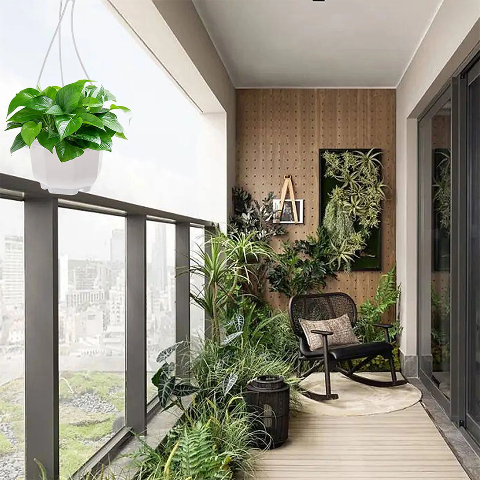 

24Sets Plastic Hanging Flower Pots Durable Planters for Indoor Outdoor Balcony Patio Garden Hanging Baskets Balcony Planters